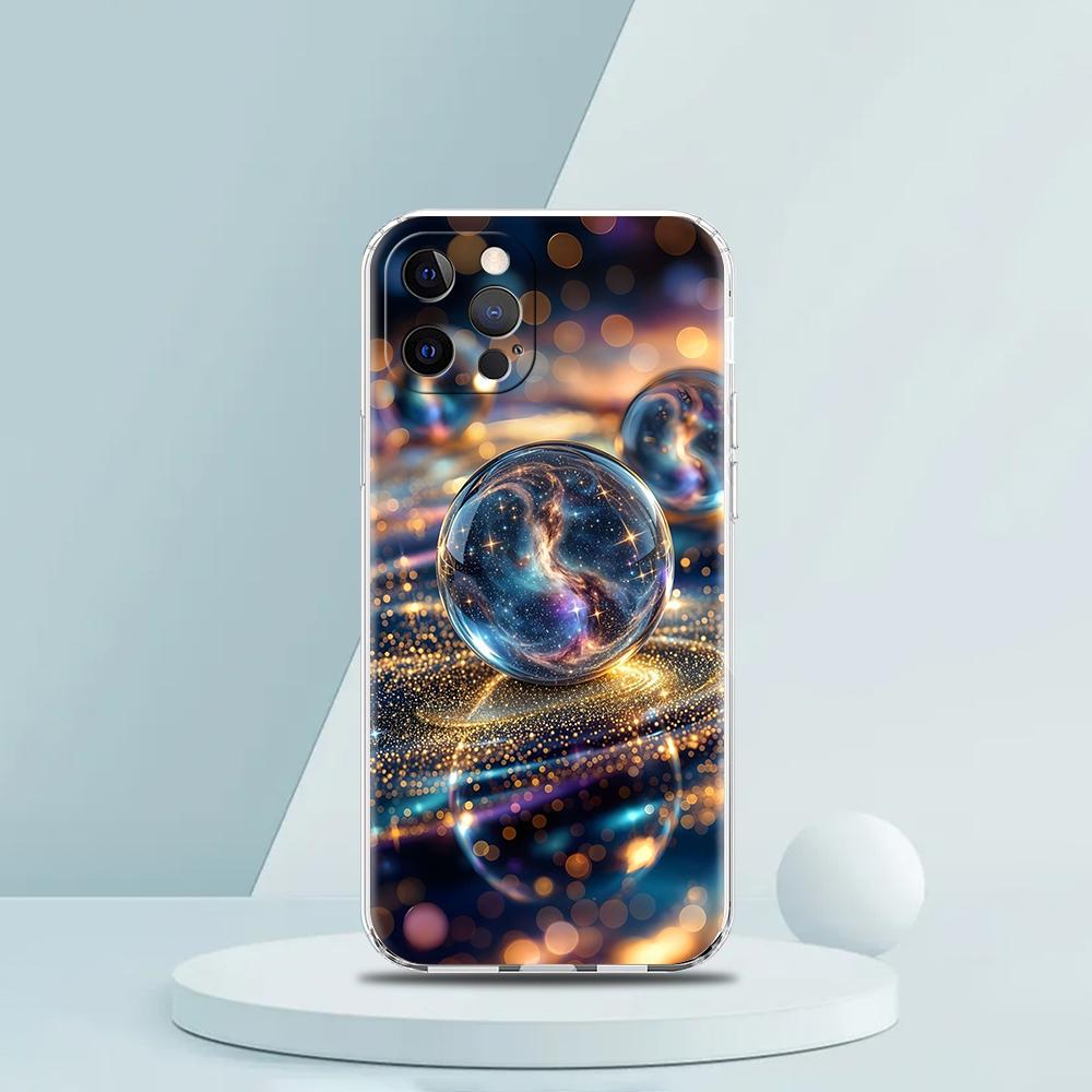 Мягкий прозрачный чехол-бампер из ТПУ для iPhone 16 15 14 13 12 11 Pro Max XR 8 7 Plus Ударопрочный корпус Мультяшный узор Планета