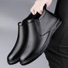 Модные Высококачественные Мужские Ботильоны из Натуральной Кожи Роскошный Бренд Мужские Челси Повседневная Мужская Обувь Слипоны Мягкие Зимние Теплые Снежные Боты