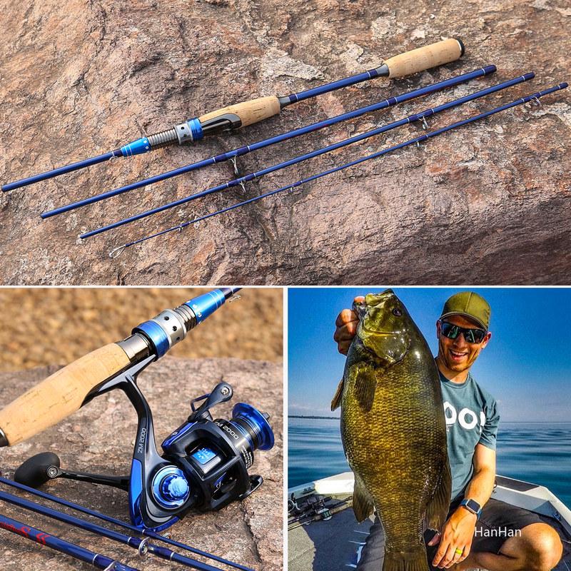 Рыболовная удочка спиннинг из углеродного волокна 4 секции 2,1 - 2,4 м бренда Sougayilang Bass