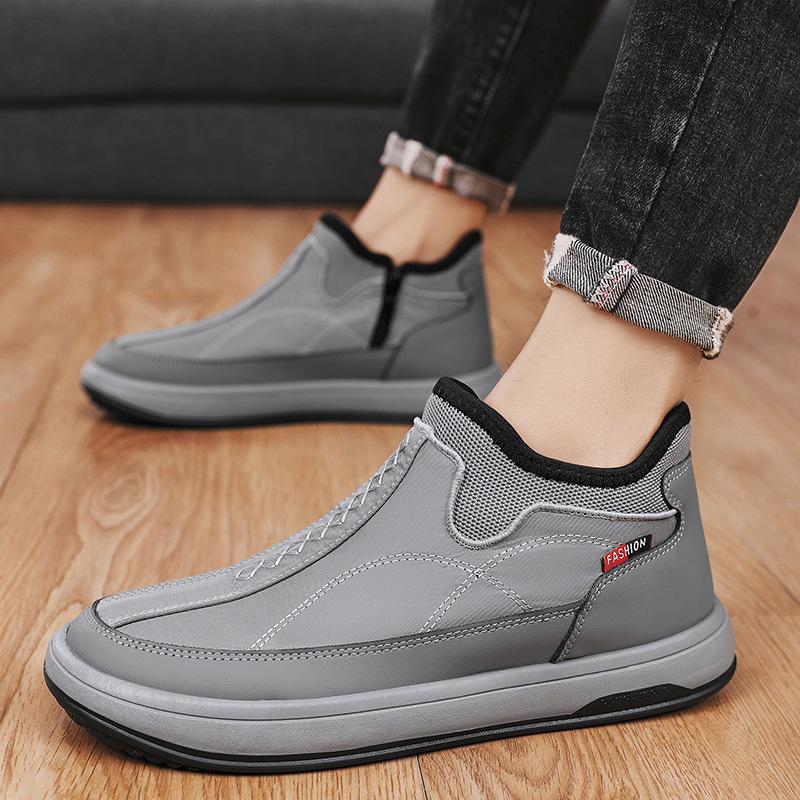 Зимние мужские ботинки из утепленного бархата, новые зимние мужские ботинки из хлопка с меховой отделкой, большие хлопковые ботинки Northeast