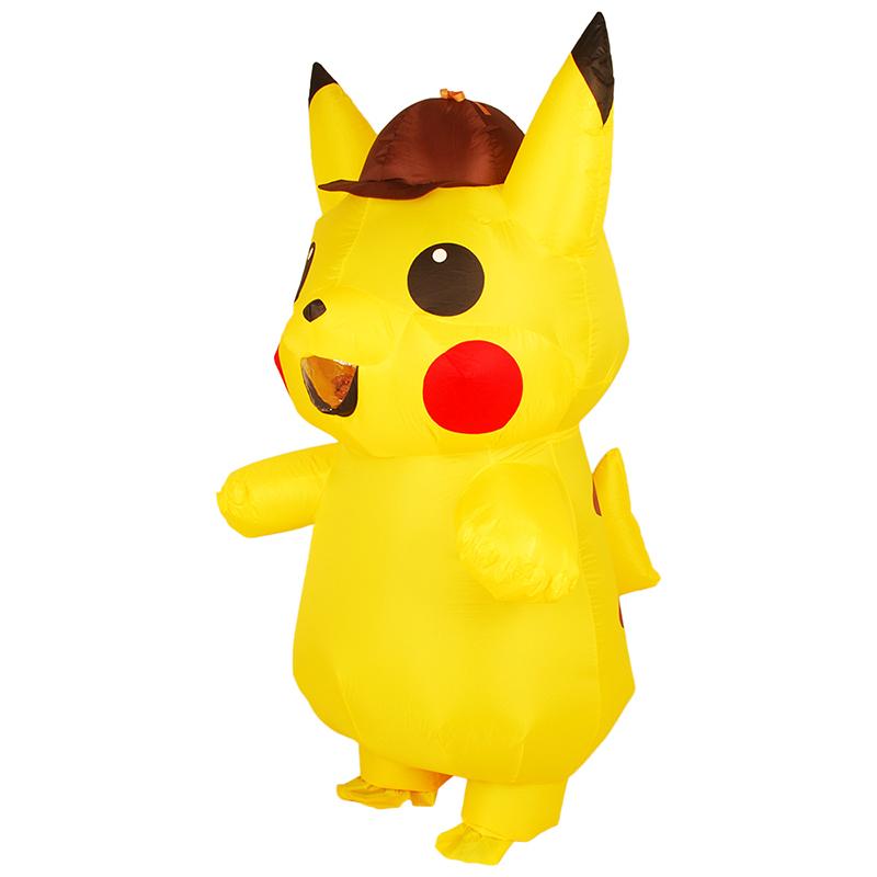 Adult Kids Mascot Detective Pikachu Inflatable Costume Cosplay Dress Halloween