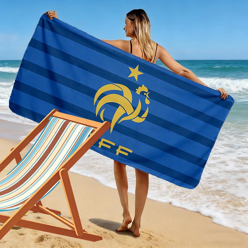French Football Federation Print Beach Towel, Large Soft Quick Dry Towel for Beach Camping Swimming