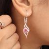 Драгоценный камень Розовый Турмалин Серебро 925 пробы Женские украшения Милые серьги 1,7" Подарок на День святого Валентина CE-22-7