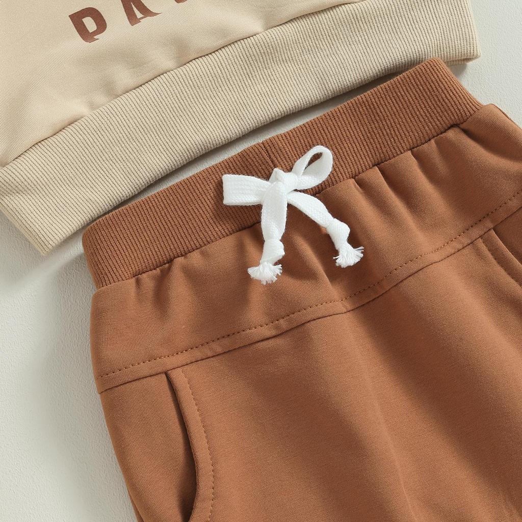 Одежда для Хэллоуина для новорожденных, комплект из 2 предметов: толстовка с длинными рукавами и эластичными штанами с буквенным принтом для младенцев