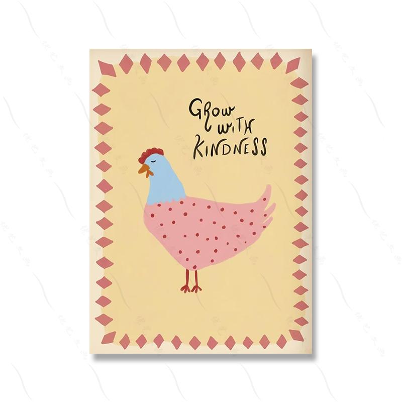 Bunny Chicken Swan Nursery Celestial Art Print Dancing Goose Kindness Quote Poster Girl Nursery Soft Pink Baby Room Home Decor