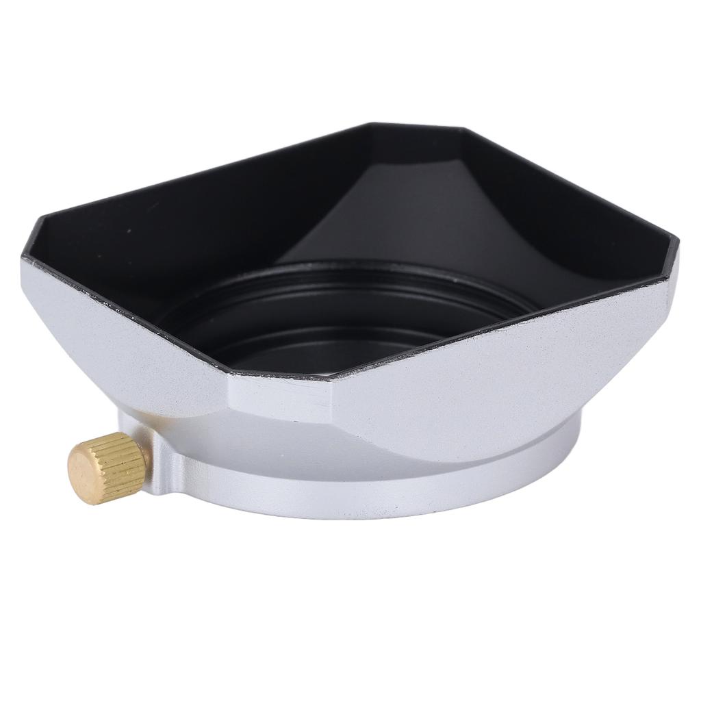 Lens Hood Silver Retro Square Lens Hood Shade for 40.5MM Digital Camera Mirrorless Camera Lens
