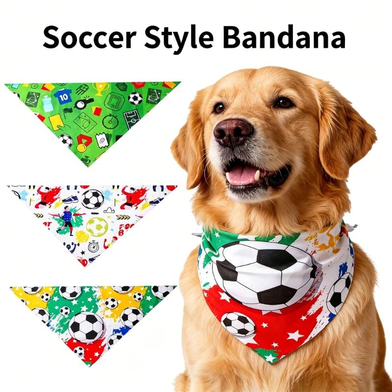 Football Theme Pet Bandanas Scarf Breathable Fabric Dog Cloth With Adjust Detailing for Most Breeds