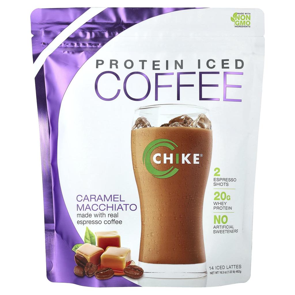 Chike Nutrition Протеиновый холодный кофе, карамельный макиато, 16,3 унции (462 г)