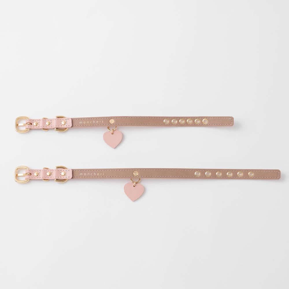 Charm Leather Dog Small Medium Dogs Genuine Cow Adjustable Going Out Monchéri [Heart Collar] Collar, Dogs, (М/Слоновая кость), Кожа, Легкий, Размер,
