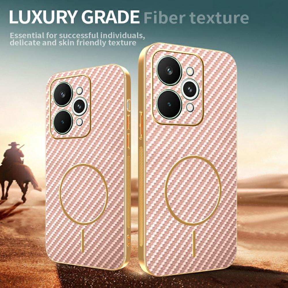 For Realme 15 5G Phone Case Carbon Fiber Textured Electroplated TPU Back Cover