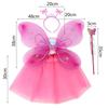 4Pcs/Set Fairy Princess Costume Butterfly Wings Puff Skirt Butterfly Wing Set Tutu Skirt Headband Angel Costume