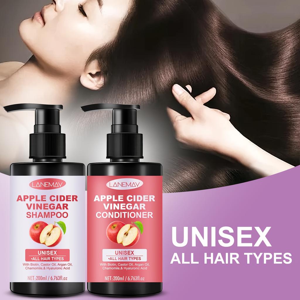 Набор шампуня и кондиционера с яблочным уксусом | Контролирует жирность, укрепляет корни, улучшает текстуру и придает блеск для мужчин и женщин