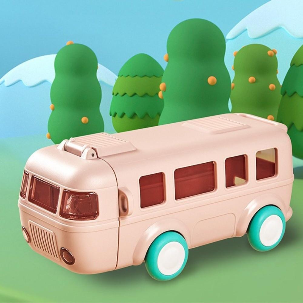 500ml Baby Bus Water Bottle Removable Kid's Water Bottle Portable Car Shape Straw Water Cup Boys