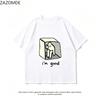 ZAZOMDE Minimalist Hand Drawn Box Figure Im Good Print T Shirt Unisex Loose Short Sleeve Cotton Basic Casual Aesthetic Top