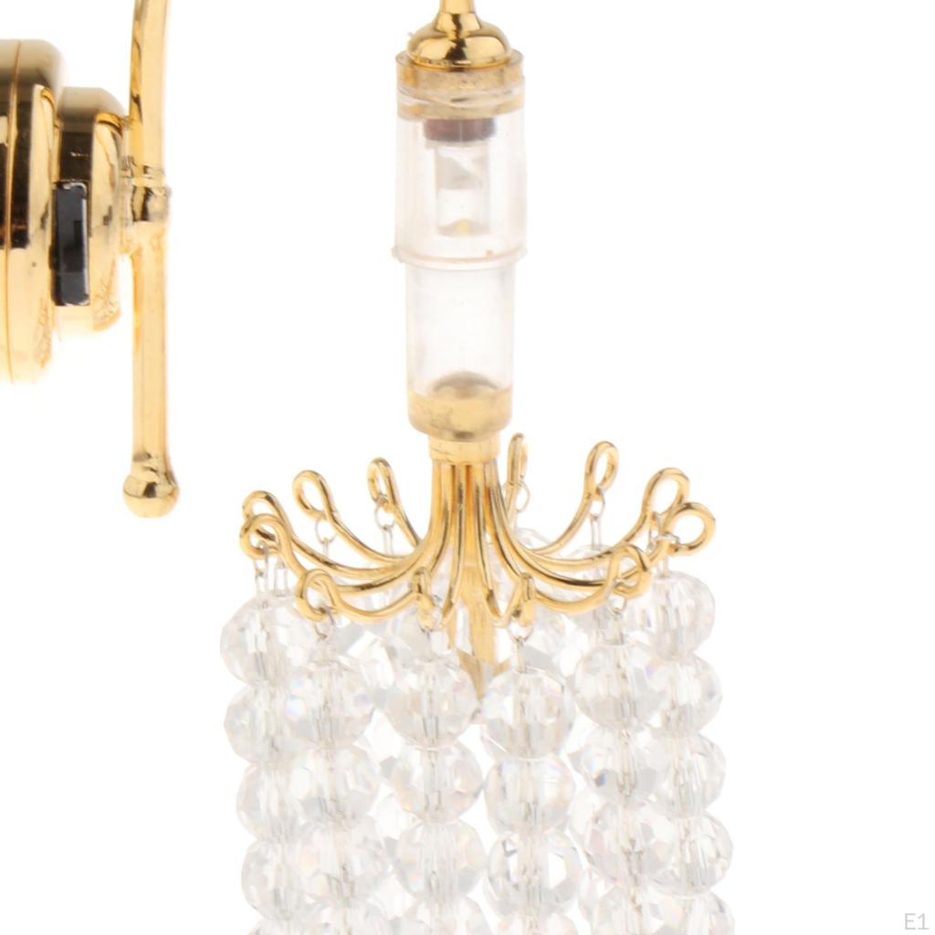 1/12 Dollhouse Miniature LED Wall Lamp Furniture Ornaments Metal Sconces Pretend Play for