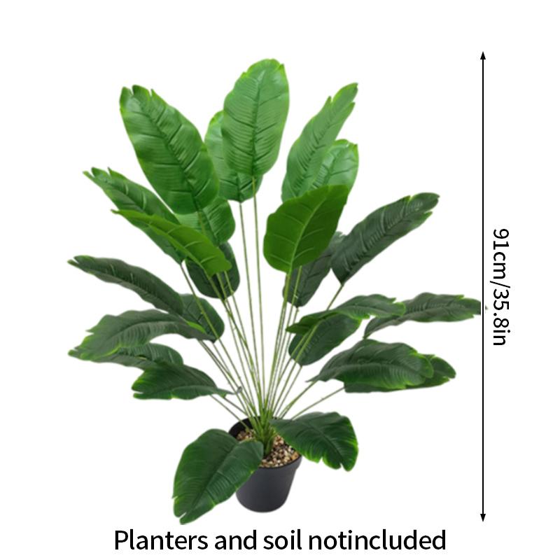 Большие листья тропических пальмовых растений, настоящие на ощупь, искусственные листья больших банановых растений, букет из веток зеленых растений, декор для дома и сада