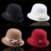 Fashion Fedora Cap Bowler Hat for Women 1920S Flapper Costume Wool Hat Cocktail Party Cap Winter Autumn Warm Headpiece