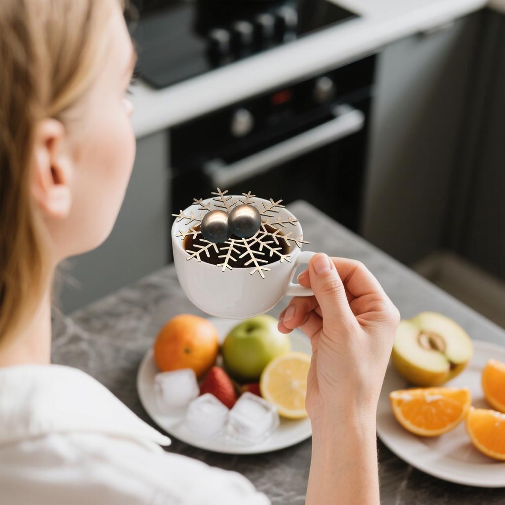 2x Шарика из нержавеющей стали 1x Набор снежинок из нержавеющей стали, Камни для виски и водки, Металлические кубики, Камень для охлаждения мгновенного капельного кофе, Охладитель для пива и вина B