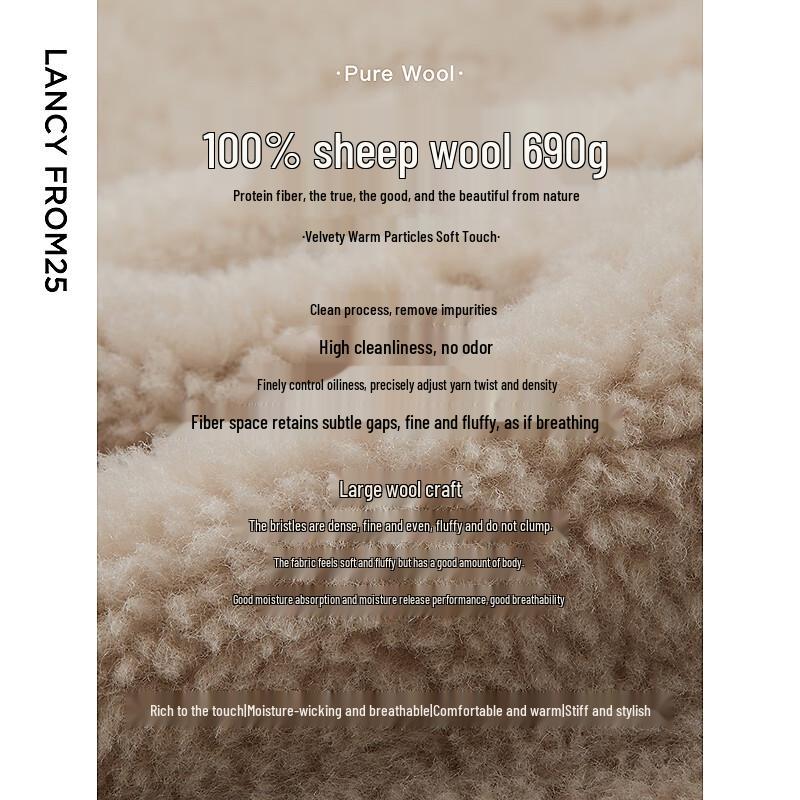 Женское пальто Langzi в французском стиле с капюшоном, 100% шерсть, средней длины