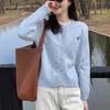 Осень и зима однотонный вышитый переднее плечо длинный рукав вязаный кардиган женский свободный короткий верхний свитер-жакет