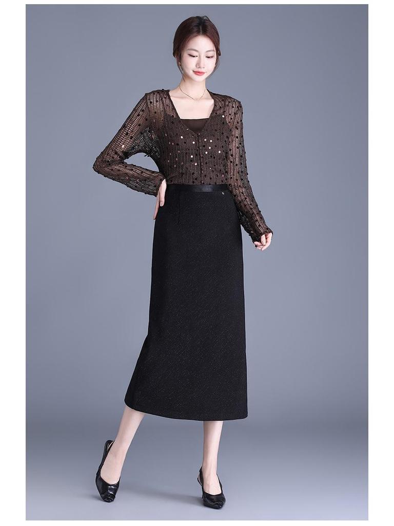 Элегантная облегающая юбка-миди с высокой талией и разрезом, весна/лето 2026