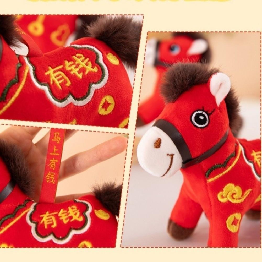 Red Color Plush Horse Keychain Plush Materia Zodiac Pony Figurine Horse Doll Pendant Bag Pendant