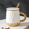 Relief Pattern Ceramic Cup High Value Mug Set Home Water Cup Office Coffee Cup Ins Cup