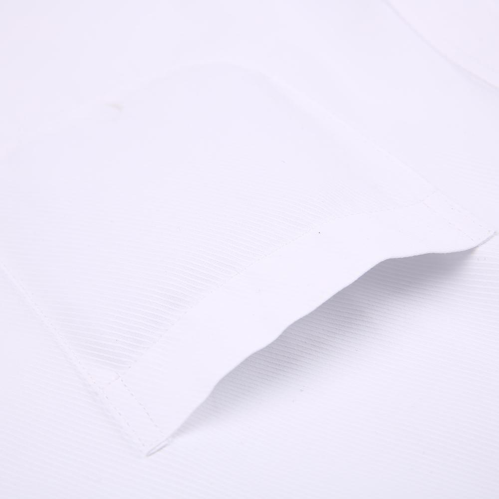 Men's Elegant French Cuff Spread Collar Striped Dress Shirt with Chest Pocket for Formal Business Wedding, Free Metal Cufflinks Included