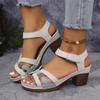 2025 Foreign Trade New Summer Women's Wedge Sandals Large Size One-word Color Blocking Thick Heel Fish Mouth Wedge Sandals