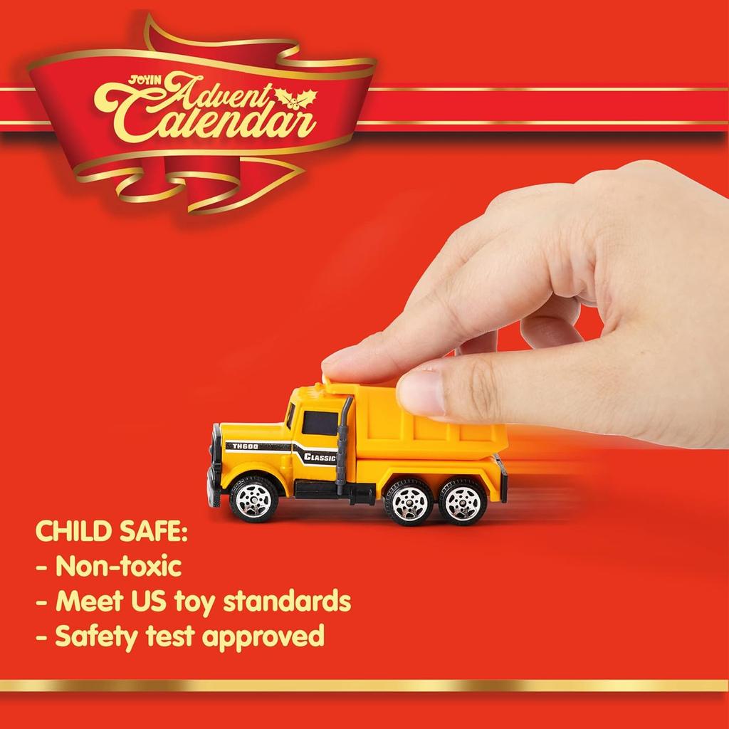 JOYFY 2025 Christmas Advent Calendar 24 Days Countdown Calendar Diecast Cars Set Christmas Vehicles Toys for Boys Kids Xmas Gift