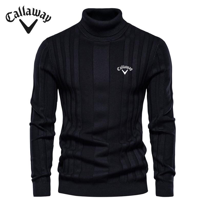 Callaway Вышитый осенне-зимний новый мужской повседневный вязаный свитер с высоким воротом, теплый базовый свитер, модный свитер-пуловер