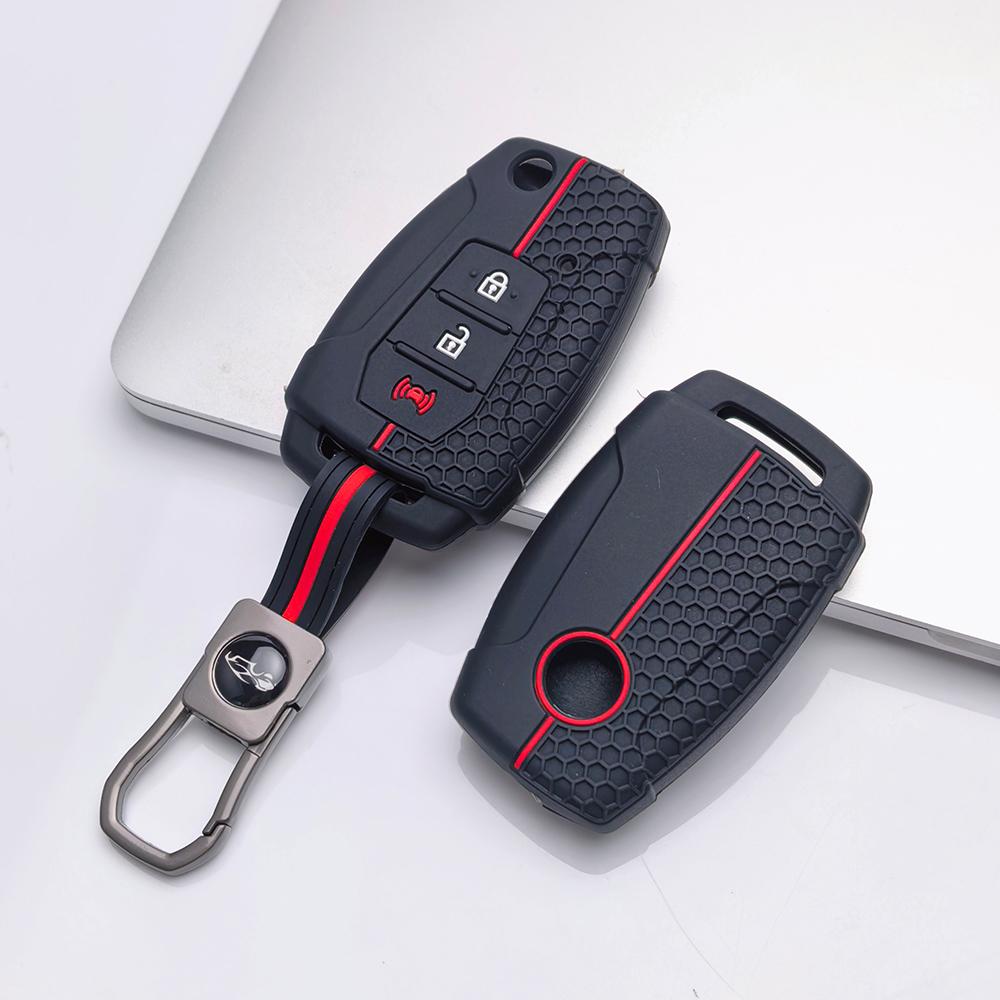 Key Fob Cover for SsangYong Korando Actyon Kyron Rexton Tivoli Musso with Keychain Anti-Scratch Guard Shockproof Protection Soft Grip Texture