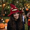 Glow Knit Halloween Witch Hat Wide Brim Pumpkin Witch Cap Simple Halloween Costume Hat  Masquerade