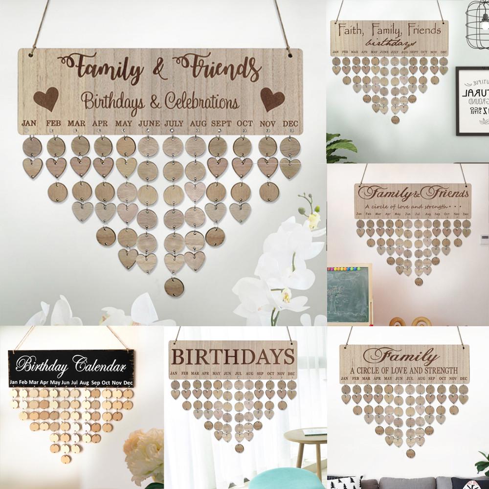 Calendar Reminding Wood Friends Gifts Wooden Calendar Plaque Birthday Reminder Reminder Hanging Calendar Family Birthday Boards