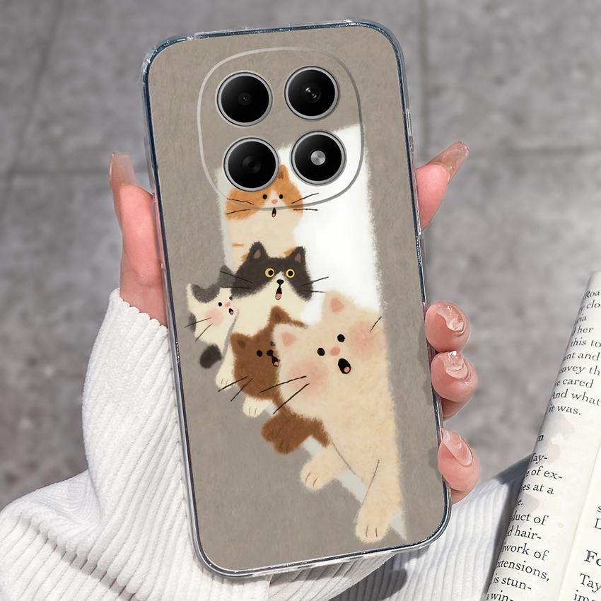 For Redmi Note 15 14 13 Pro Plus 5 5A 4 4X Phone Case Chinese Style Red-Crowned Crane Patterns Transparent TPU Shockproof Casing For Redmi Soft Covers