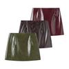 Women's Street Style Leather Suit: Double-breasted Waist-cinching Jacket & A-line Skirt Set