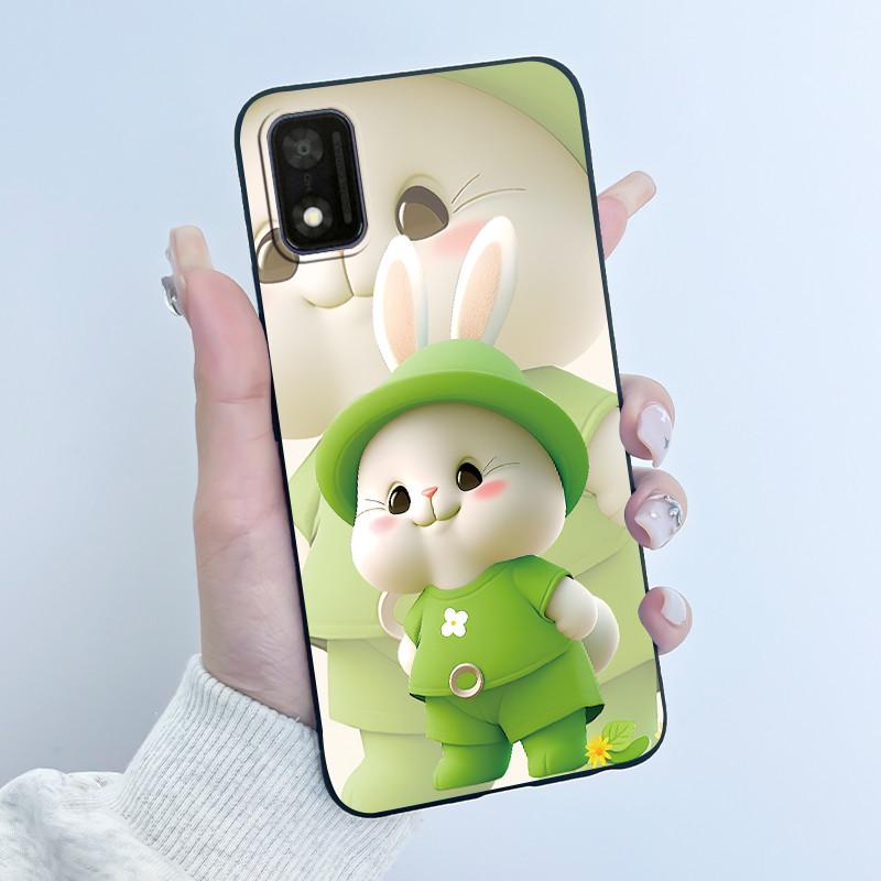 Чехол для ITEL A17 / ITEL A18 Чехол Роскошный Милый Кролик с Сердечком Забавный Мягкий Силикон Черная ТПУ Задняя Крышка Для ITEL A17 A 18 Чехол для Телефона