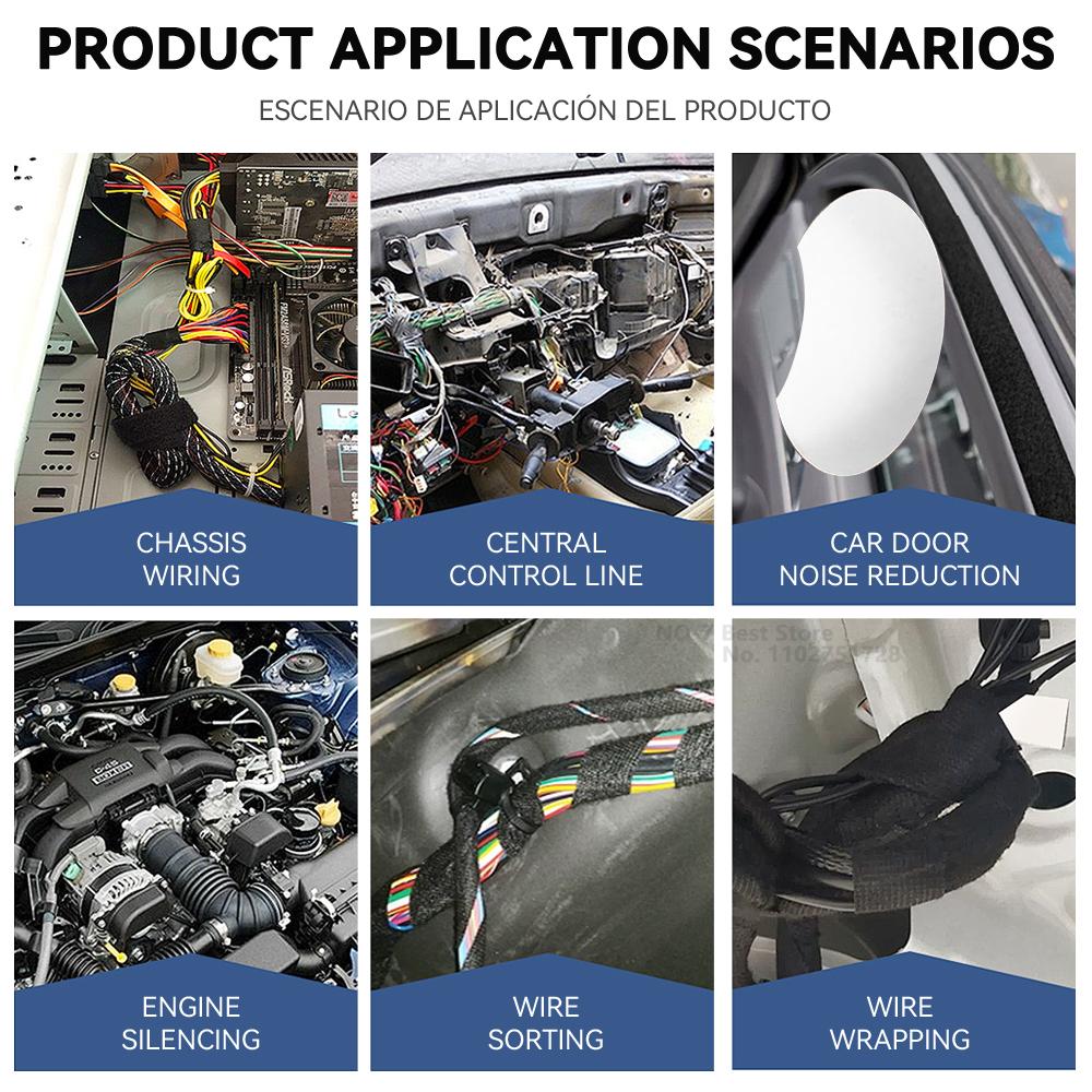 Автомобильная тканевая лента для жгутов проводов, термостойкая, водонепроницаемая, изоляционная, электроизоляционная лента, черная самоклеящаяся тканевая лента