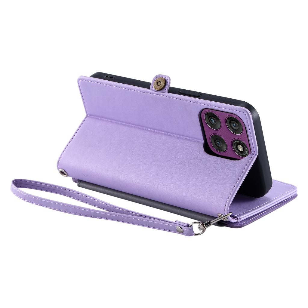 For Motorola Moto G56 5G Case TPU+PU Leather Wallet Phone Cover with Wrist Strap