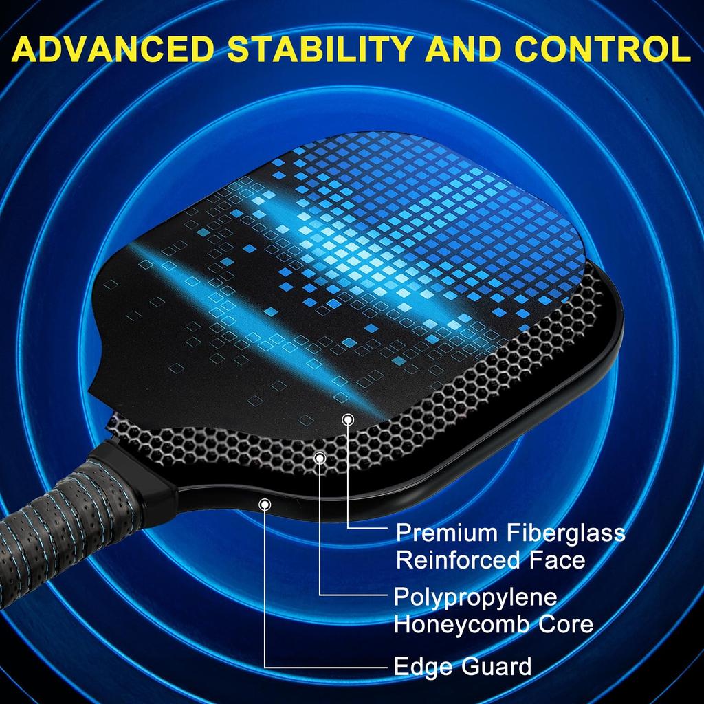 PATIKIL Набор для пиклбола Одобрено USA Pickleball Профессиональный графитовый набор для пиклбола Полипропиленовый сотовый амортизированный 120 мм Портативный чехол - (USAPA) -