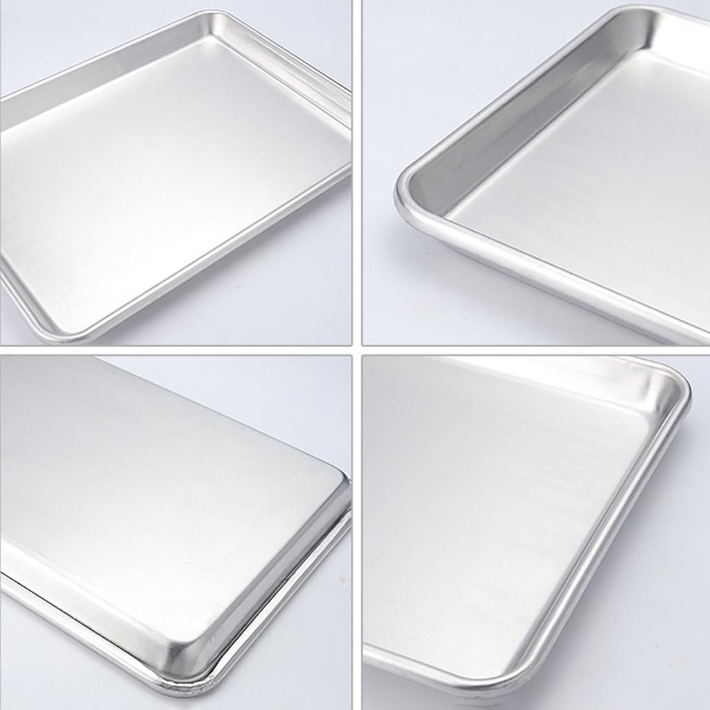 Silver Thickened Square Baking Tray Aluminum Alloy Pizza Bread Baking Tray Kitchen Baking Flat Base Cookie Egg Tart Baking Tray