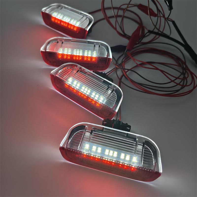 4x CANBUS white and red double colors LED automobile welcome door lamp lights for Golf 5/6 Jetta Passat CC Sharan Touarey cars