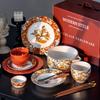 Набор керамических тарелок в стиле ретро, элитная тарелка для стейков в гостиничном ресторане, креативный рельеф, изысканные обеденные тарелки, свадебная посуда