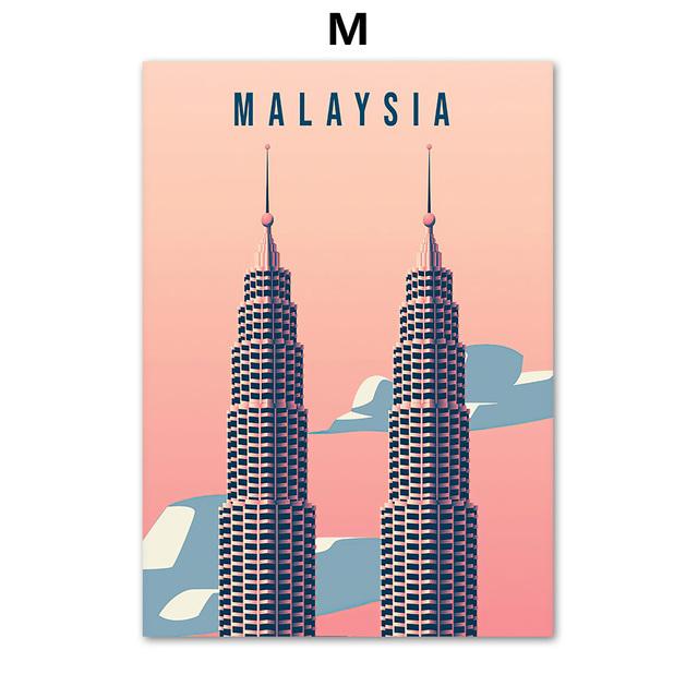 Германия Исландия Франция Япония город настенная живопись холст живопись мультфильм путешествия плакат и принт настенные панно для декора гостиной