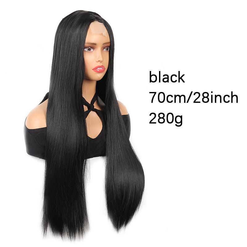 Длинный прямой парик в кружевном стиле, длинный прямой парик, парик из термостойкого волокна, женский парик, простой и удобный