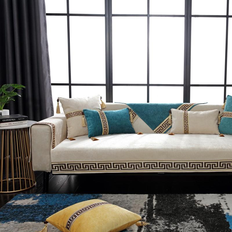 Four Seasons New Chinese Chenille Диванная подушка Современная простая однотонная диванная подушка Полотенце