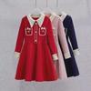 Стильное вязаное платье принцессы для девочек - красная юбка-свитер на весну, осень и зиму