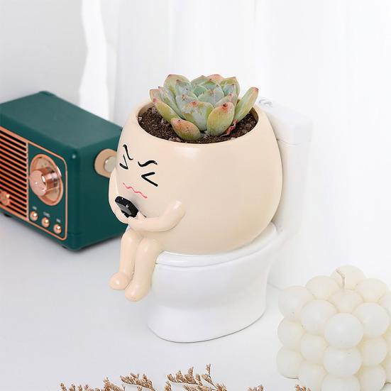 Горшок для растений Face Resin Buddy on Toilet Flowerpot Настольный декор для суккулентов