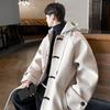 Men's Hooded Wool Duffle Coat - Thickened Mid-Length Over-the-Knee Trench for Autumn/Winter