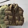 Женский пуховый жилет со стойкой воротником, без рукавов, на молнии, зимняя жилетка с карманами, однотонная, повседневная, свободного кроя, короткая куртка